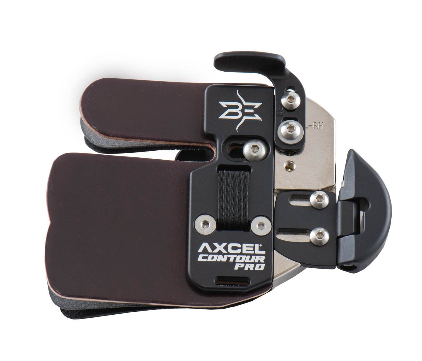 AXCEL OLYMPIC RECURVE TAB WITH ANCHOR PAD CONTOUR PRO QUICKSILVER/BRASS