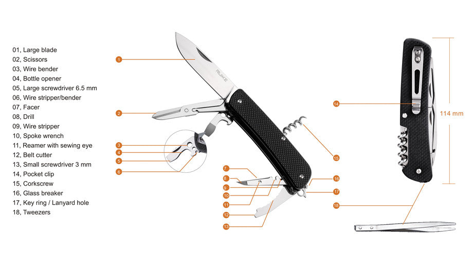 RUIKE FOLDING KNIFE RUIKE L31-B - OVERALL 197MM