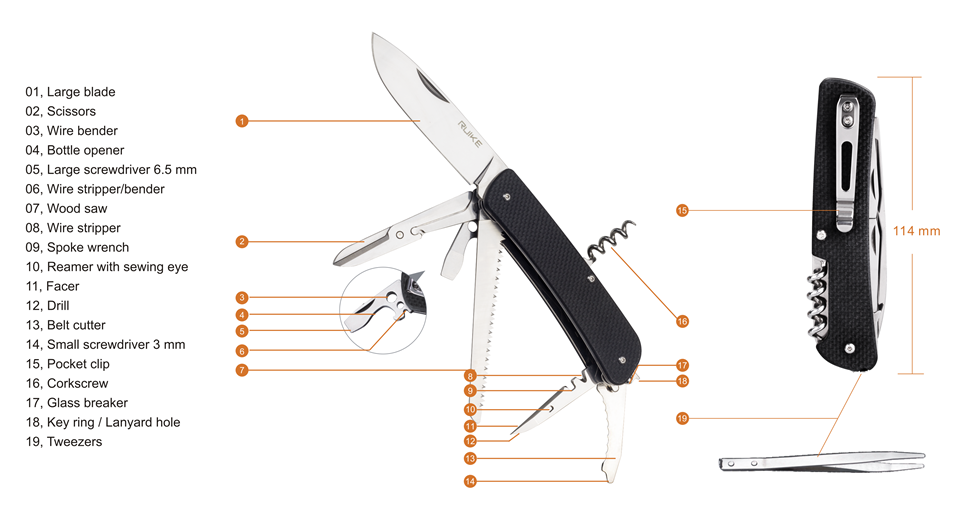 RUIKE FOLDING KNIFE RUIKE L42-B - OVERALL 197MM